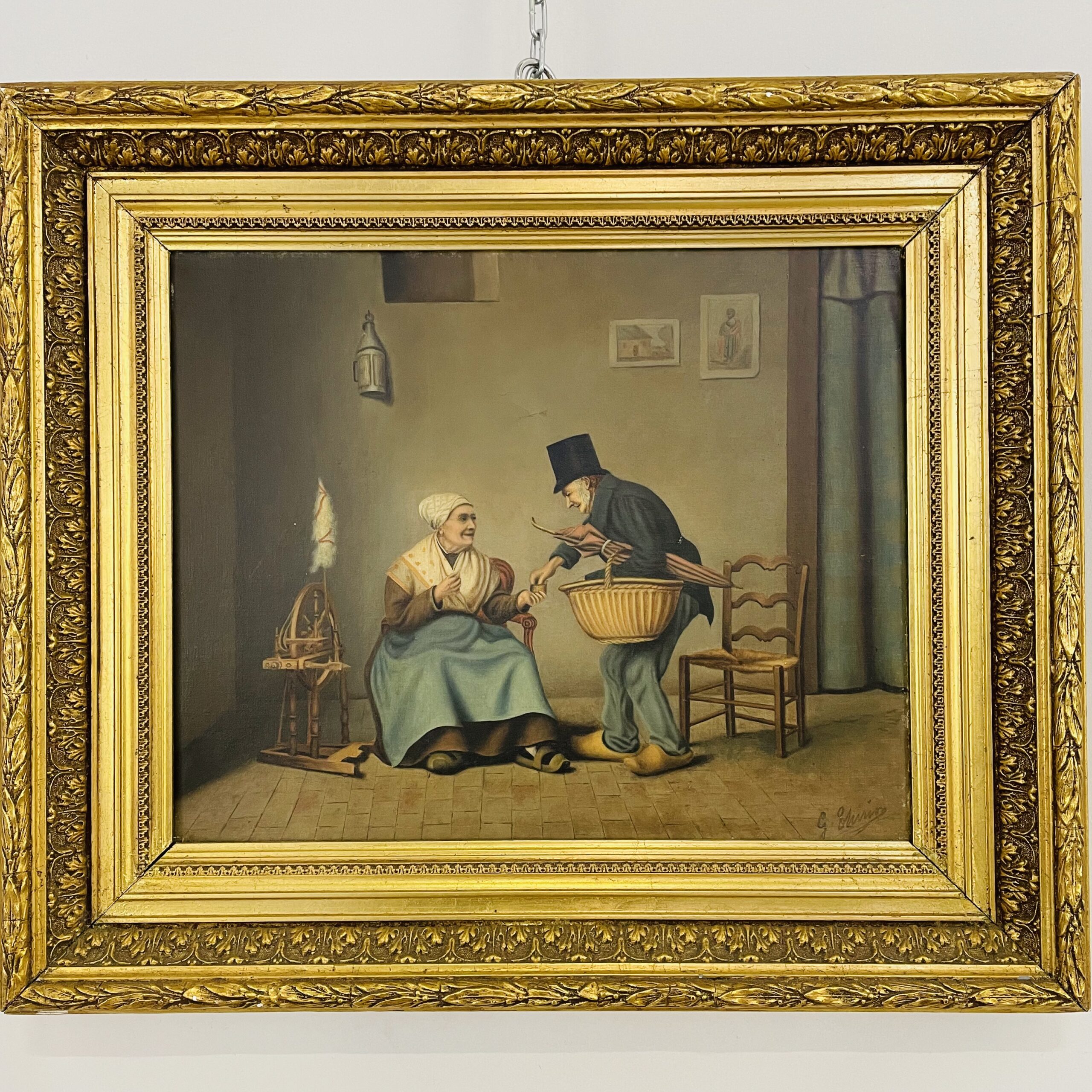 Работа антикварная "Жанровая сцена" первой половины XX века.