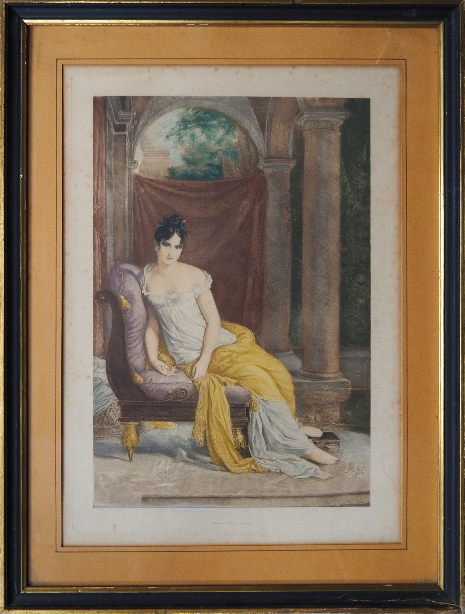 Эстамп с репродукцией картины Франсуа Жерара “Портрет Мадам Рекамье”. Середина XIX века. 