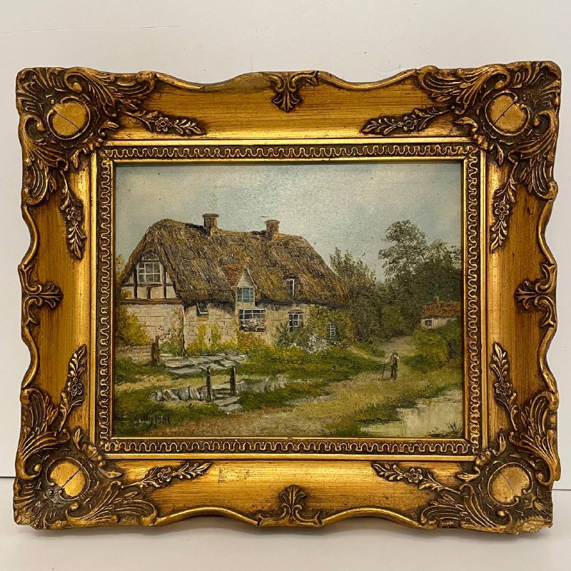 Антикварная картина «Утро в Деревне»