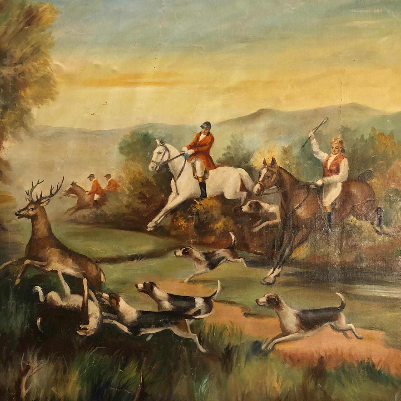 Картина антикварная «На охоте» 1950-1960 гг.