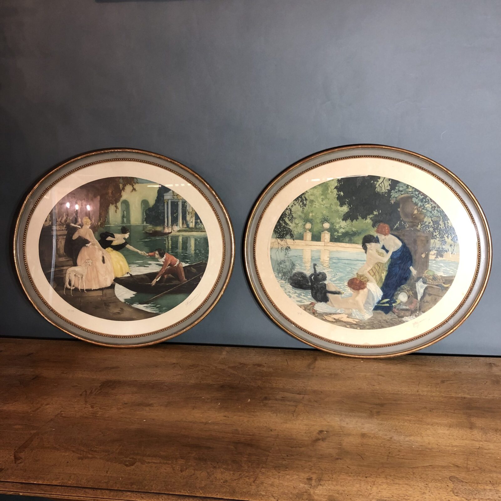 Парные антикварные офорты "На пруду" 1926 г.