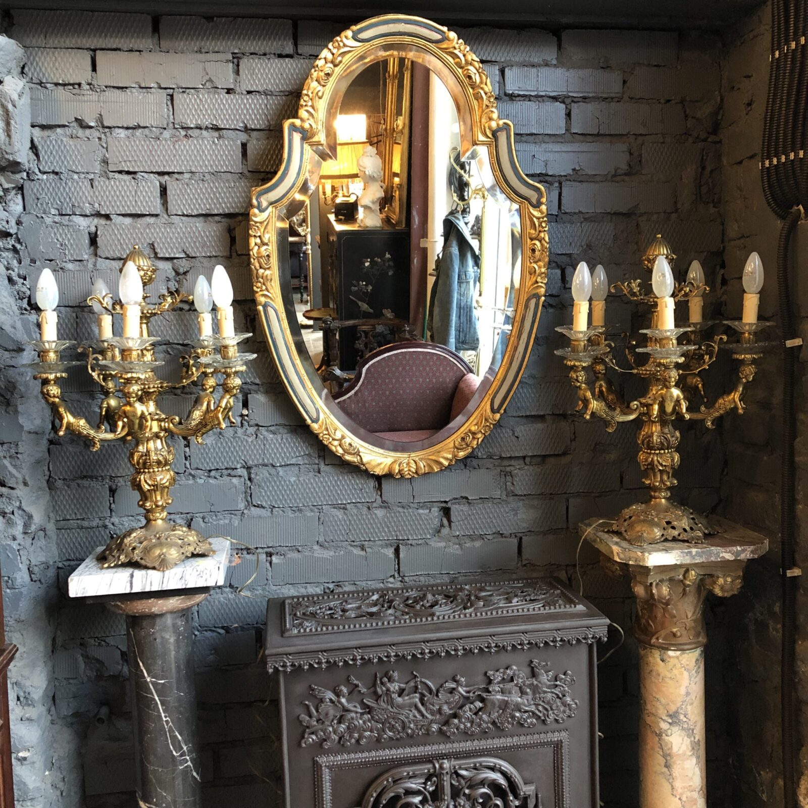 Парные антикварные лампы XIX века.