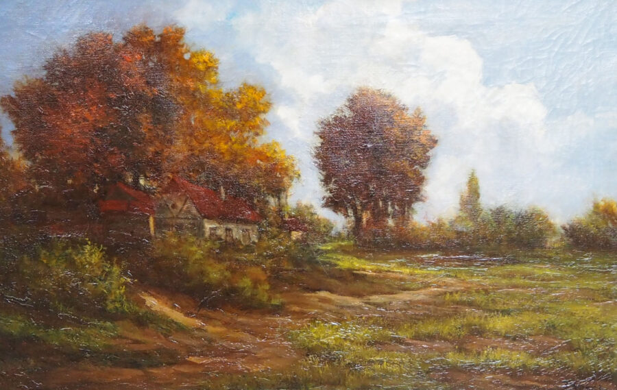Картина "Осенний пейзаж" Жана Кенде. Конец XIX века. 