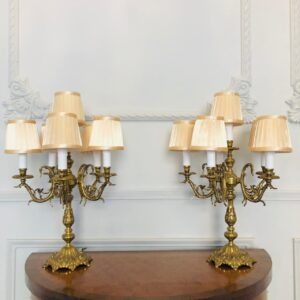 Парные бронзовые антикварные лампы начала XIX века, Франция.
