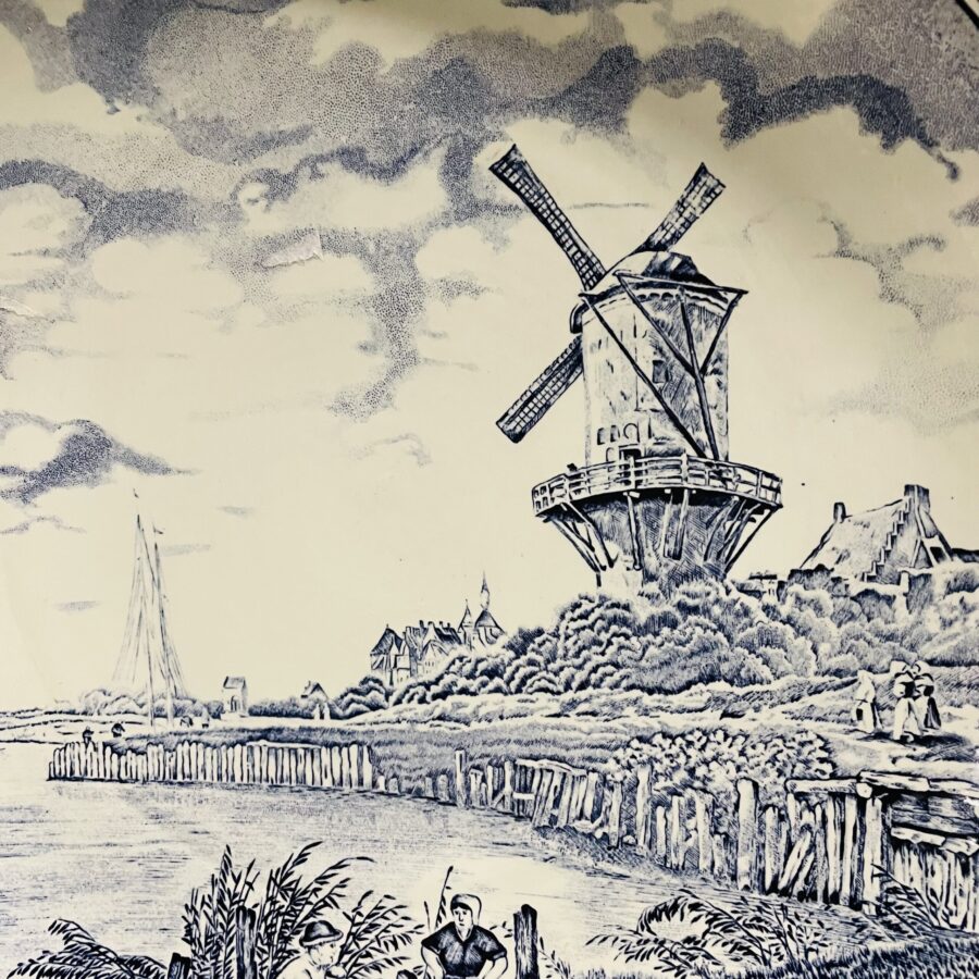 Блюдо антикварное Delft с пейзажем, Boch. Фото пейзажа.